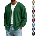 thumbnail image 1 of Dwellite Mens Cardigan V Neck Sweater Lightweight Button Slim Fit Soft Fall Winter Jacket Fashion Solid Color Sweater Dark Green XL, 1 of 6