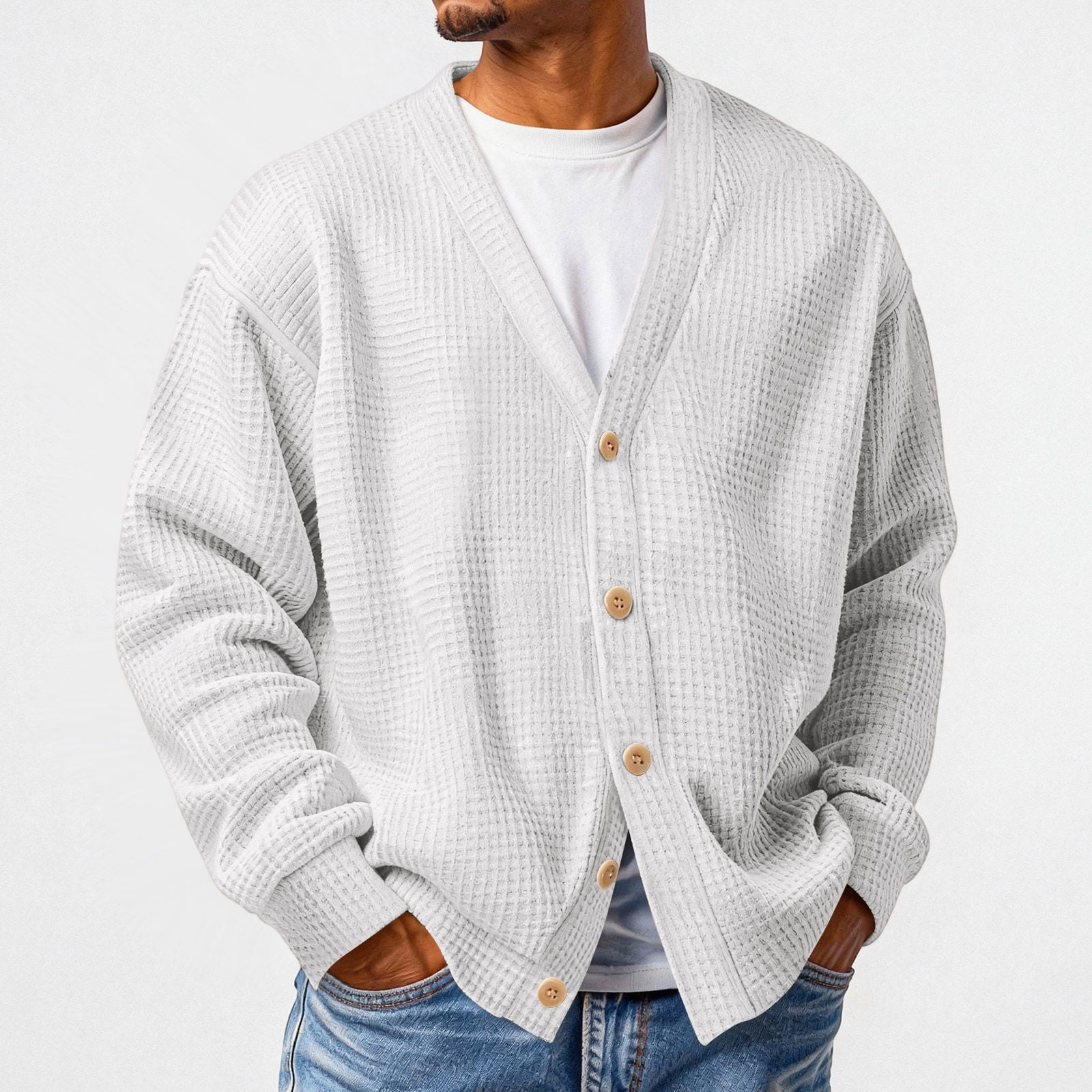 Casual Solid Color Button Long Sleeve Cardigan
