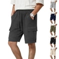 thumbnail image 1 of Dwellite Mens Casual Sweat Cargo Shorts Drawstring Elastic Waist Athletic Workout Gym Jogger Short with Pockets Army Green XL, 1 of 5
