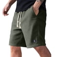 thumbnail image 1 of Dwellite Mens Corduroy Shorts Elastic Waist Drawstring Short Casual Summer Beach Lounge Short with Pockets Army Green L, 1 of 4