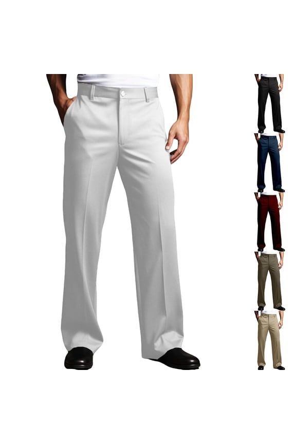 Mens Dress Pants Slim Fit Pleated Straight Leg Trousers Classic Business Casual Trousers 2026 Army Green M