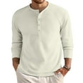 thumbnail image 1 of Dwellite Mens Henley Long Sleeve Shirts Waffle Knitted 3-Button Casual Basic Lightweight Tops Crewneck Sweatshirts Button Down T-Shirts White XL, 1 of 4
