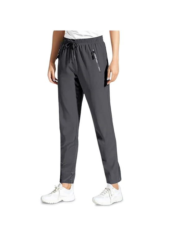 Mens Lightweight Hiking Pants Quick Dry Outdoor Sweatpants with Zipper Pockets for Athletic Workout Casual Travel Dark Gray 4XL