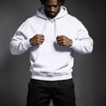 thumbnail image 1 of Dwellite Mens Oversized Hoodies Fleece Lined Sweatshirts Fall Winter Hooded Collar Pullover With Pocket for Workout Gym White M, 1 of 9