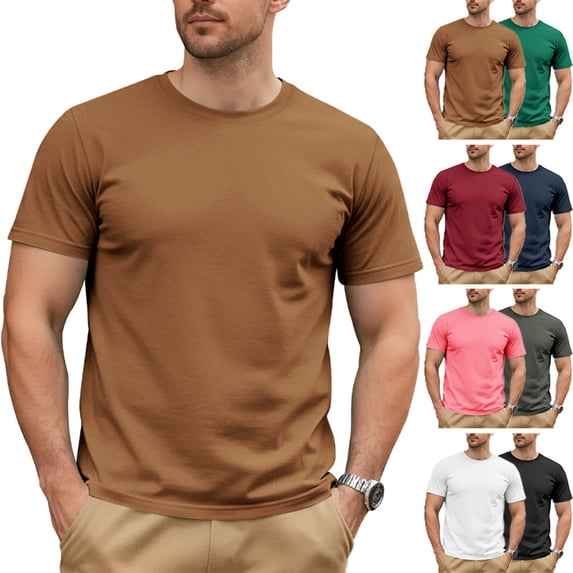 Dwellite Mens Pullover T Shirts Basic Short Sleeve Lightweight Tshirt Casual Crew Neck Solid Shirts for Men Wine M