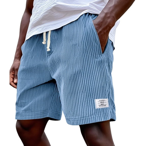 Dwellite Mens Shorts 2026 Elastic Waist Drawstring Casual Summer Beach Lounge Shorts with Pockets Sky Blue 5XL