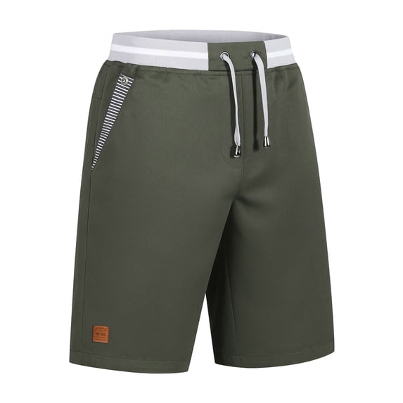 Dwellite Mens Shorts Casual Classic Fit Cotton Summer Beach Shorts with Elastic Waist and Pockets 2026 Army Green 2XL