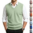thumbnail image 1 of Dwellite Mens Sweater Vest Casual Sleeveless Knit Pullover V Neck Solid Knit Business Office Fall Winter Sweaters Light Green 2XL, 1 of 8