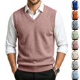 thumbnail image 1 of Dwellite Mens Sweater Vest Casual Sleeveless Knit Pullover V Neck Solid Knit Business Office Fall Winter Sweaters Pink M, 1 of 8