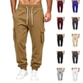 thumbnail image 1 of Dwellite Mens Sweatpants Drawstring Elastic Waist Cargo Joggers with Pockets Casual Fashion Solid Color Sweat Pants Camel 3XL, 1 of 9