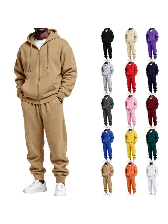 Mens Sweatsuits 2 Piece Set Baggy Sweatpants Matching Zip Up Hoodie Sets Work Out Fall Winter Casual Athletic Tracksuit 2026 Wine S