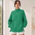 thumbnail image 1 of Dwellite Mock Neck Sweatshirt for Women Fall Turtleneck Long Sleeve Tops Oversized Pullover for Daily Wear,Sports,Going Out Green L, 1 of 6