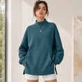 thumbnail image 1 of Dwellite Mock Neck Sweatshirt for Women Fall Turtleneck Long Sleeve Tops Oversized Pullover for Daily Wear,Sports,Going Out Navy M, 1 of 7