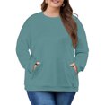 thumbnail image 1 of Dwellite Oversized Sweatshirts for Women Cotton Long Sleeve Tops Crewneck Pullover Sweater Plus Size Clothes with Pocket Green XL, 1 of 5