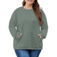 thumbnail image 1 of Dwellite Oversized Sweatshirts for Women Cotton Long Sleeve Tops Crewneck Pullover Sweater Plus Size Clothes with Pocket Mint Green L, 1 of 5
