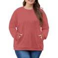 thumbnail image 1 of Dwellite Oversized Sweatshirts for Women Cotton Long Sleeve Tops Crewneck Pullover Sweater Y2K Hoodies Fall Clothes with Pocket Watermelon Red 4XL, 1 of 5