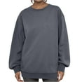 thumbnail image 1 of Dwellite Oversized Sweatshirts for Women No Hood Crewneck Loose Fit Fleece Pullover Top 2025 Fall Fashion Y2K Clothes Dark Gray M, 1 of 5