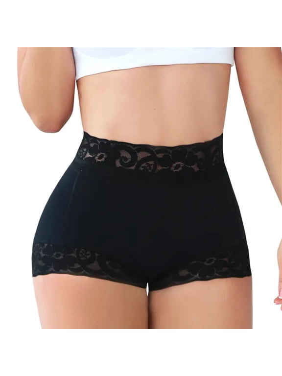 Padded Underwear for Women Butt Lifting Shapewear Panties Tummy Control Lace Boyshorts 2026 Black 3XL