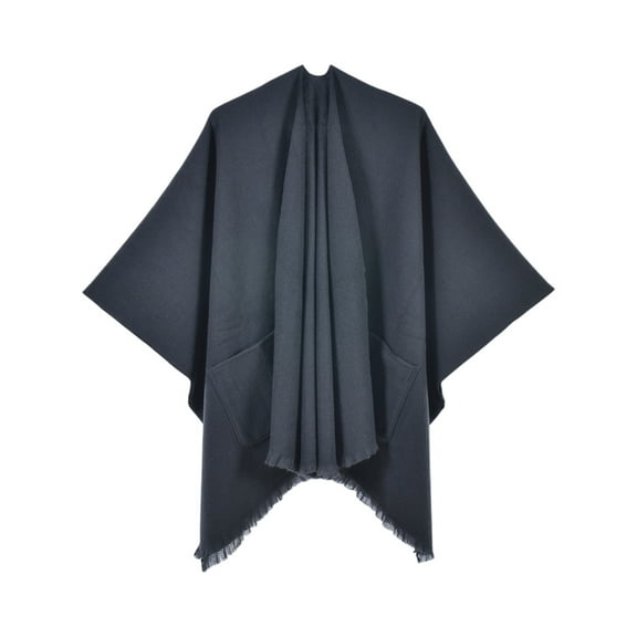 Dwellite Pashmina Shawl Wraps for Women, Knitted Cardigan Shawls Cape Wool blend shawl Knitted Shoulder Fleece Top Shaw Black