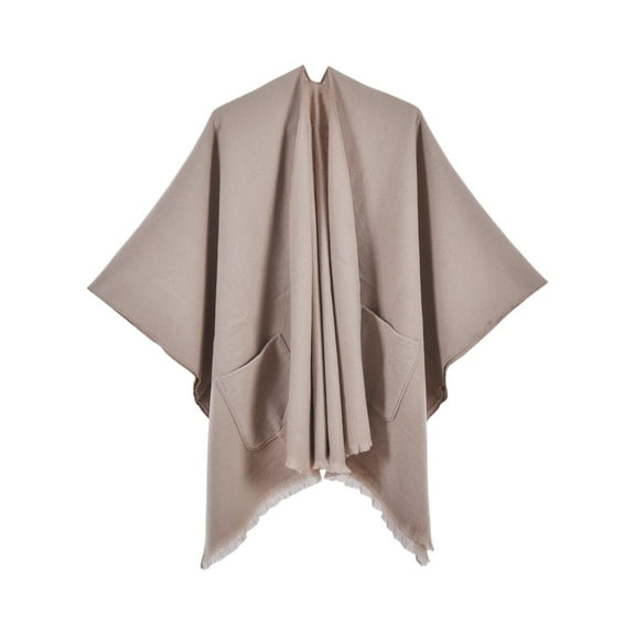Dwellite Pashmina Shawl Wraps for Women, Knitted Cardigan Shawls Cape Wool blend shawl Knitted Shoulder Fleece Top Shaw Coffee