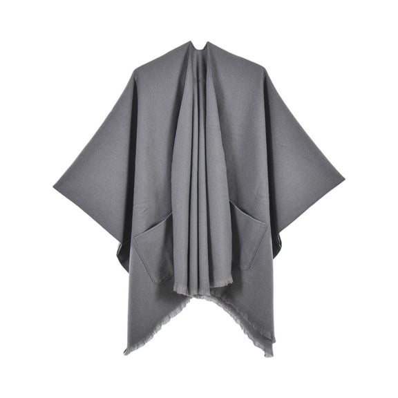 Dwellite Pashmina Shawl Wraps for Women, Knitted Cardigan Shawls Cape Wool blend shawl Knitted Shoulder Fleece Top Shaw Gray