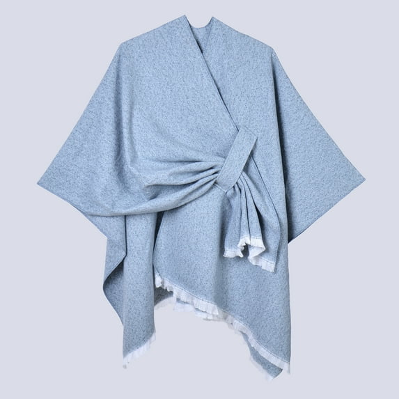 Dwellite Pashmina Shawl Wraps for Women, Shawls Wraps for Evening Dresses Solid Color Wool Blend Shawl Dressy Light Blue