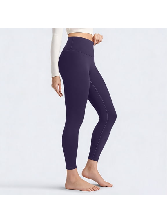 Plus Size Leggings for Women - High Waisted Tummy Control Soft Pockets Yoga Pants Compression Workout Running Leggings Purple S
