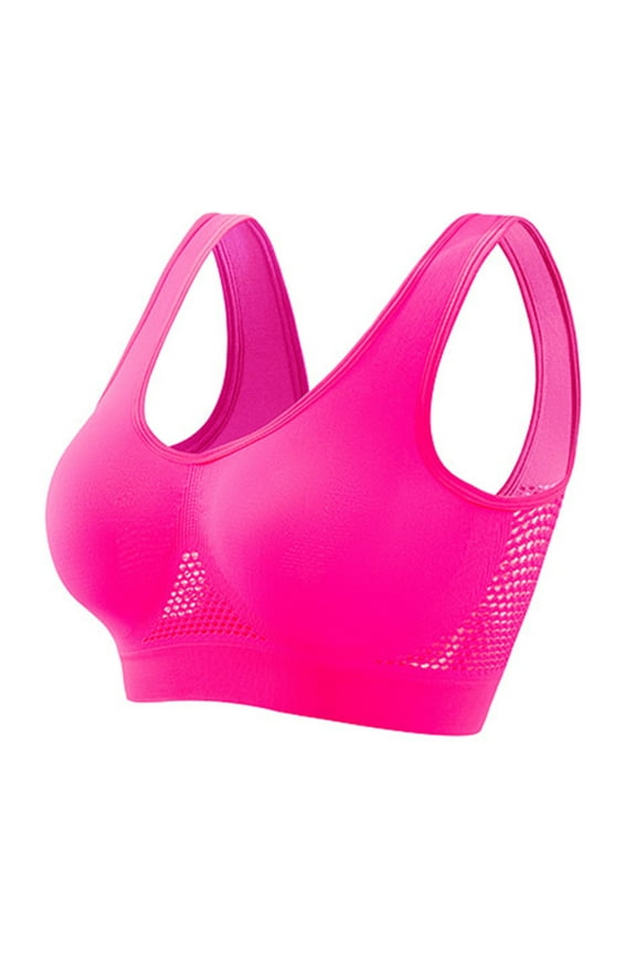 Plus Size Sport Bras for Women High Support Workout Runnning Gym Activewear Yoga Bra Breathable Padded Push Up Solid Bra Hot Pink 2XL