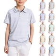 thumbnail image 1 of Dwellite Polo Shirts for Kids Short Sleeve School Uniform Summer Active Striped Tops Back to School 2-13 Years Blue 110, 1 of 7