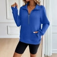 thumbnail image 1 of Dwellite Quarter Zip Pullover Women Loose Lightweight Sweatshirts Oversized Half Zip Y2K Hoodie with Pocket Fall Clothes Royal Blue _GC03 L, 1 of 5