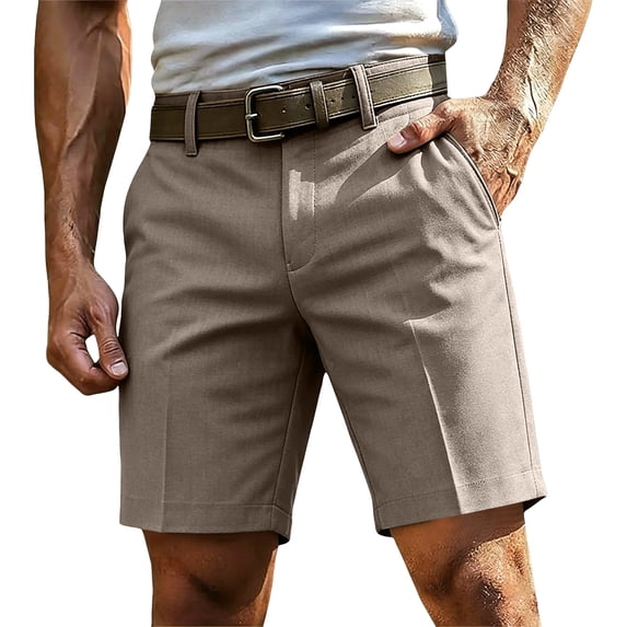 Dwellite Shorts for Men Golf Long Lightweight Casual Knee Length Short Hiking Work Travel Shorts with Pockets Brown 31