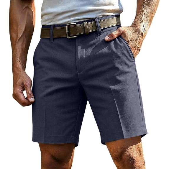 Dwellite Shorts for Men Golf Long Lightweight Casual Knee Length Short Hiking Work Travel Shorts with Pockets Dark Gray 36