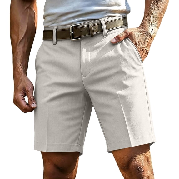 Dwellite Shorts for Men Golf Long Lightweight Casual Knee Length Short Hiking Work Travel Shorts with Pockets Khaki 32
