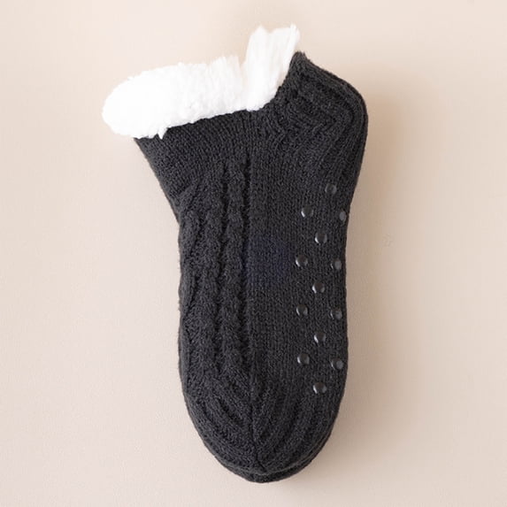 Dwellite Slipper Socks for Unisex with Non Slip Fuzzy Socks Warm Winter Plush Slipper Socks Black