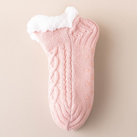 Dwellite Slipper Socks for Unisex with Non Slip Fuzzy Socks Warm Winter Plush Slipper Socks Pink