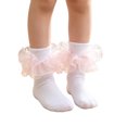 thumbnail image 1 of Dwellite Socks for Girl Fold Cuff Big Lace Frilly Dress Socks Fluffy Ruffles Stretch Socks Pink XL, 1 of 6