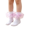 thumbnail image 1 of Dwellite Socks for Girl Fold Cuff Big Lace Frilly Dress Socks Fluffy Ruffles Stretch Socks Purple XS, 1 of 6