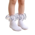 thumbnail image 1 of Dwellite Socks for Girls Double Lace Frilly Socks Turn Cuff Ruffle Dress Socks Navy XS, 1 of 4