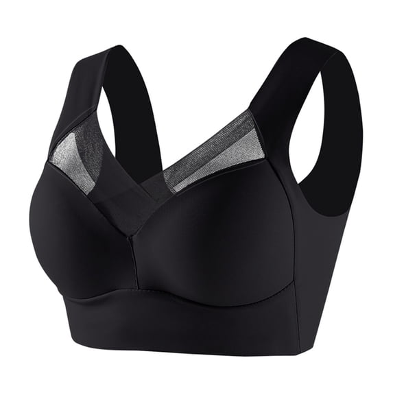 Dwellite Stretchy Bras for Women Comfy Wireless Wide Straps Bralette Full Coverage Push up Soft Bras Black# 2XL
