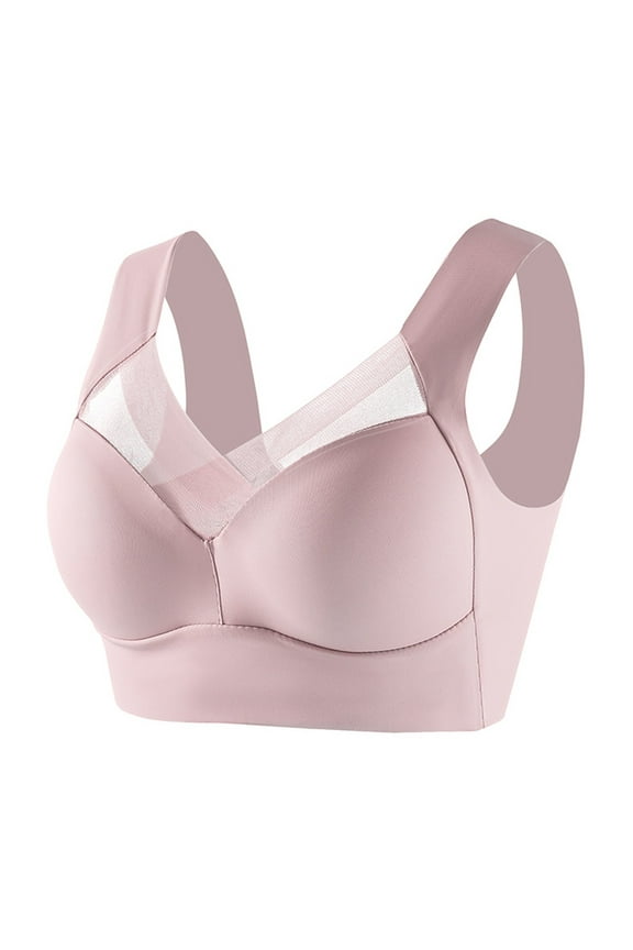 Stretchy Bras for Women Comfy Wireless Wide Straps Bralette Full Coverage Push up Soft Bras Pink# 6XL