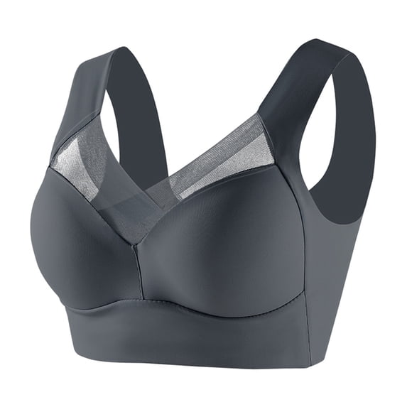 Dwellite Stretchy Bras for Women Comfy Wireless Wide Straps Bralette Full Coverage Push up Soft Bras Royal Blue 3XL