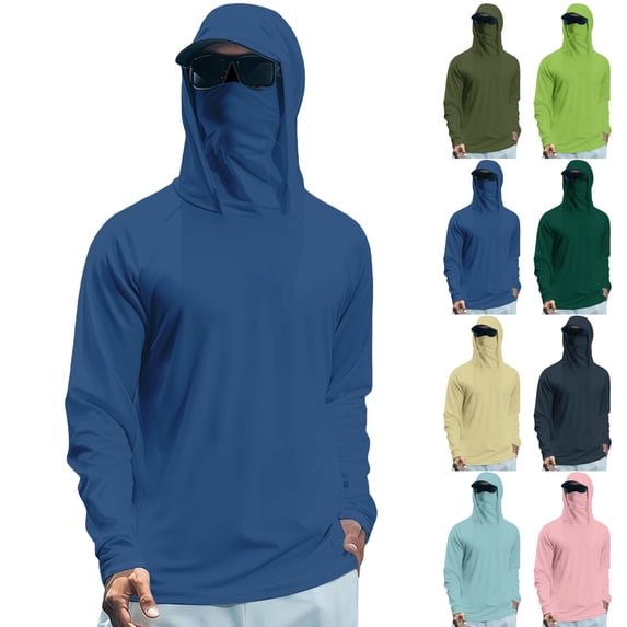 Dwellite Sun Hooded Men Quick Dry Short Sleeve Summer Shirts with Face ...
