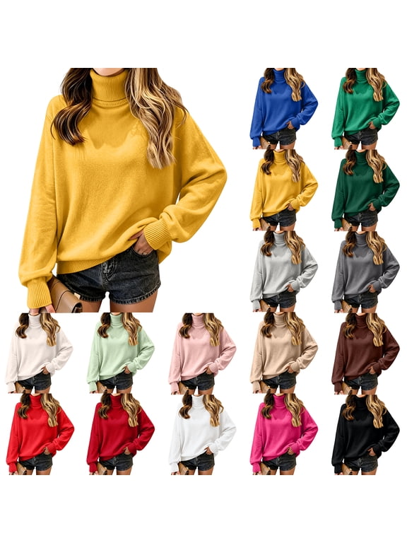 Sweaters for Women Turtleneck Knit Pullover Tops Fall Winter Soft High Neck Trendy Casual Work Cute Long Sleeve Tops 2026 Wine S
