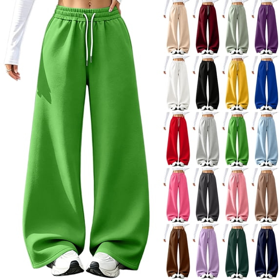 Dwellite Sweatpants for Women Casual Wide Leg Baggy Lounge Sweat Pants High Waisted with Pockets Oversized Loose Soft Track Pants 2026 Coffee M