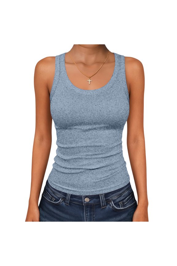 Tank Tops for Women Scoop Neck Slim Fitted Sleeveless Basic Blouses Casual Summer Tees 2026 Fasion Mint Green -BC03 S