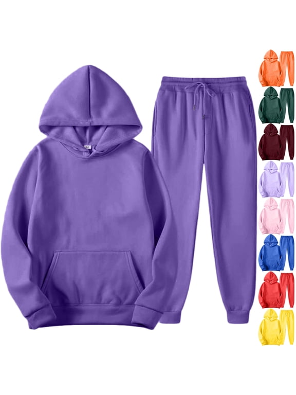 Tracksuit for Couples 2 Piece Outfits Hoodie Sweatshirt Tracksuit Joggers Sweatpants Fall Winter Sweatsuit Set 2026 Watermelon Red M