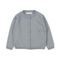 thumbnail image 1 of Dwellite Unisex Cardigan Basic Button Down Crewneck Long Sleeve Uniforms Knit Button Fall Sweater Light Gray 8, 1 of 5