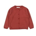 thumbnail image 1 of Dwellite Unisex Cardigan Basic Button Down Crewneck Long Sleeve Uniforms Knit Button Fall Sweater Wine 4, 1 of 7