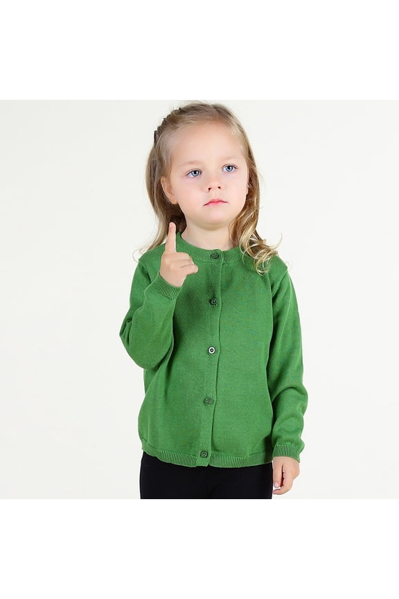 Unisex Cardigan Sweater Button Down Long Sleeve Soft Knit Cardigans School Uniform Fall Tops Green 7