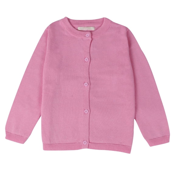 Dwellite Unisex Cardigan Sweater Button Down Long Sleeve Soft Knit Cardigans School Uniform Fall Tops Pink 8